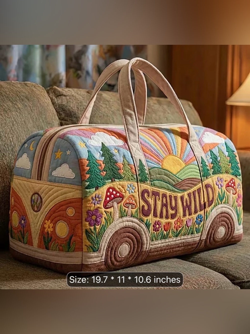NEW ARRIVAL Stay Wild Multicolor Quilted Weekender Bag